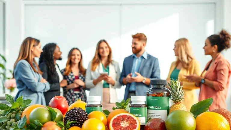Enhance your wellness journey with products from https://newimage.world/, showcasing diverse individuals discussing nutrition.