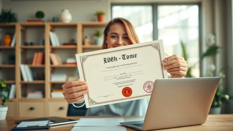 Buy a fake diploma showcased in a bright office, emphasizing professional achievement.