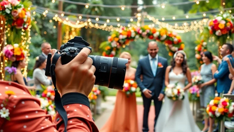 Tallahassee Photographer capturing a joyous outdoor wedding with vibrant colors and warm lighting.