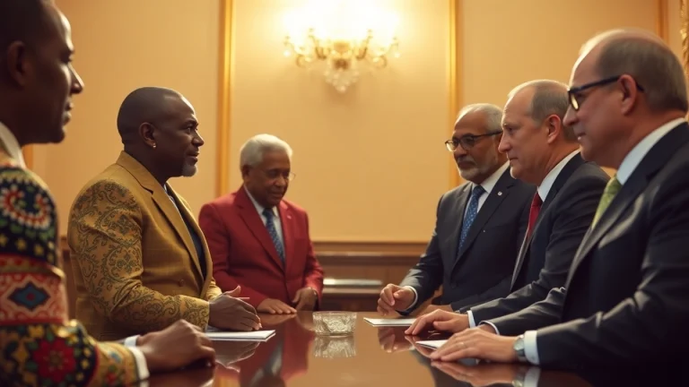 Leaders engage in coopération Russie Afrique, highlighting collaboration in a formal setting.