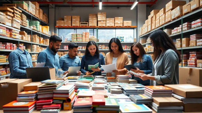 Understanding fba wholesale dynamics through a vibrant marketplace scene with entrepreneurs analyzing products.