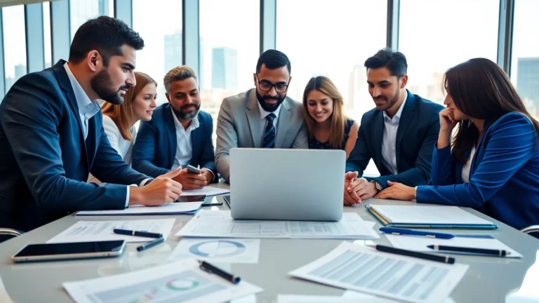 Consultants from Quickplus Business Consultants strategizing in a modern office environment.