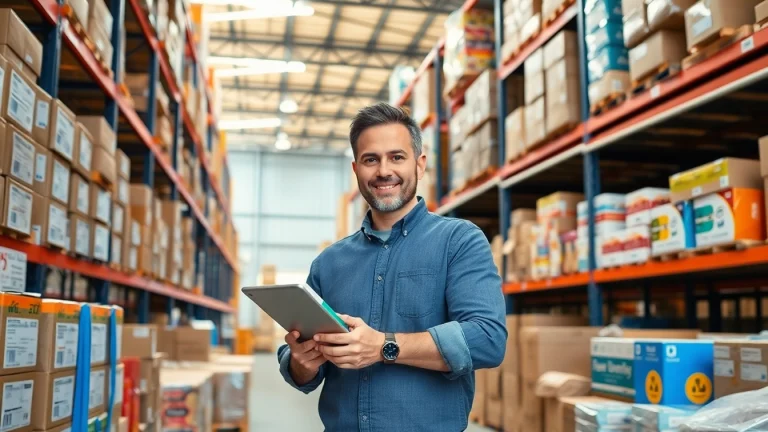 Showcasing amazon fba wholesale operations in a busy, organized warehouse with bright lighting.